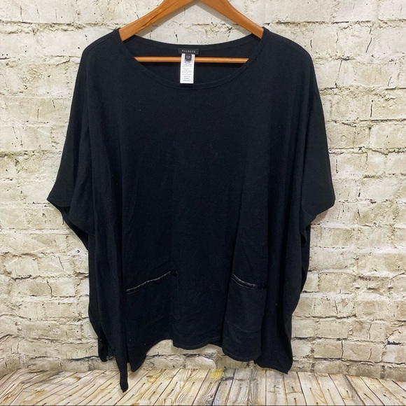 Talbots Black Cotton Blend Faux Pocket Poncho Cape Sweater - Picture 1 of 7